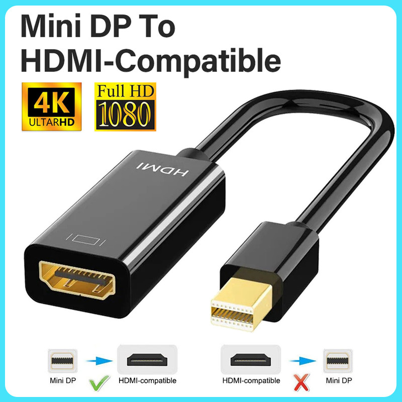 จัดส่งที่รวดเร็วMini DisplayPort to HDMI-Compatible 4K Adapter Mini DP Male to HDMI HDTV Converter for MacBook Tablet Monitor แล็ปท็อปโปรเจคเตอร์