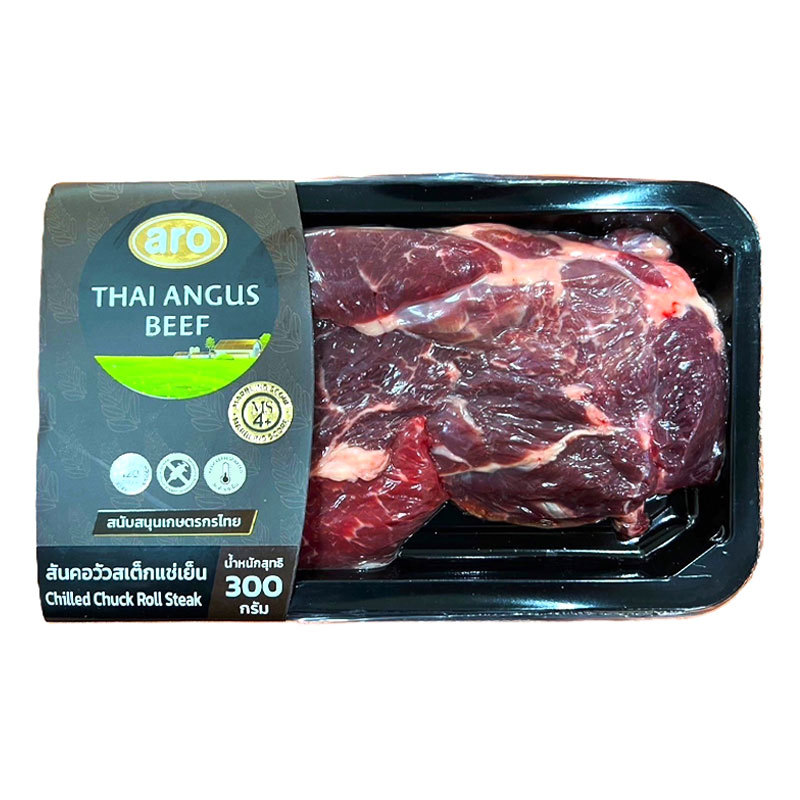 เอโร่ โกลด์ สันคอแองกัสสเต๊ก MS4+ 300 ก. (ARO GOLD Angus Beef Chuck Roll Steak MS4+ 300 g)