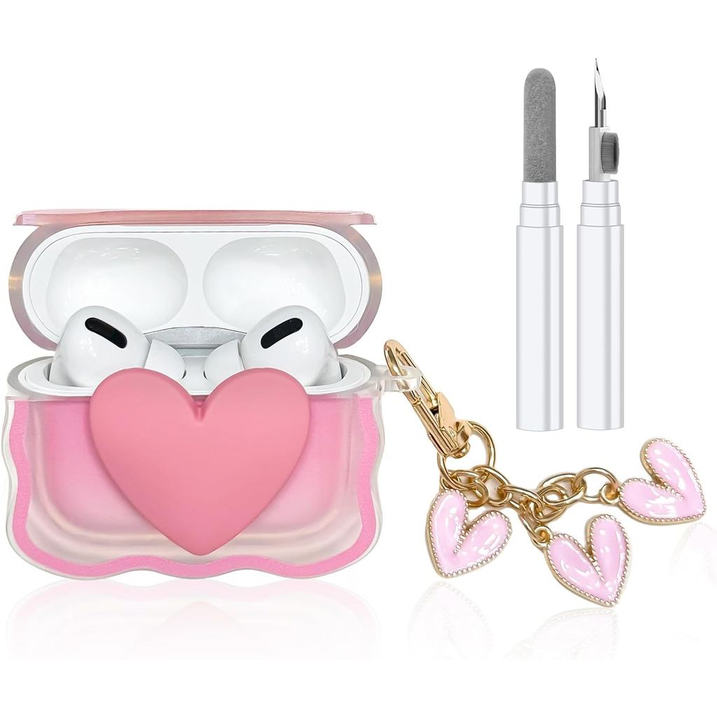 เคส Airpod Pro 2 น่ารัก, การออกแบบรูปหัวใจ 3D TPU Airpod Pro 2 เคสสําหรับผู้หญิง, เคส Apple Airpod P