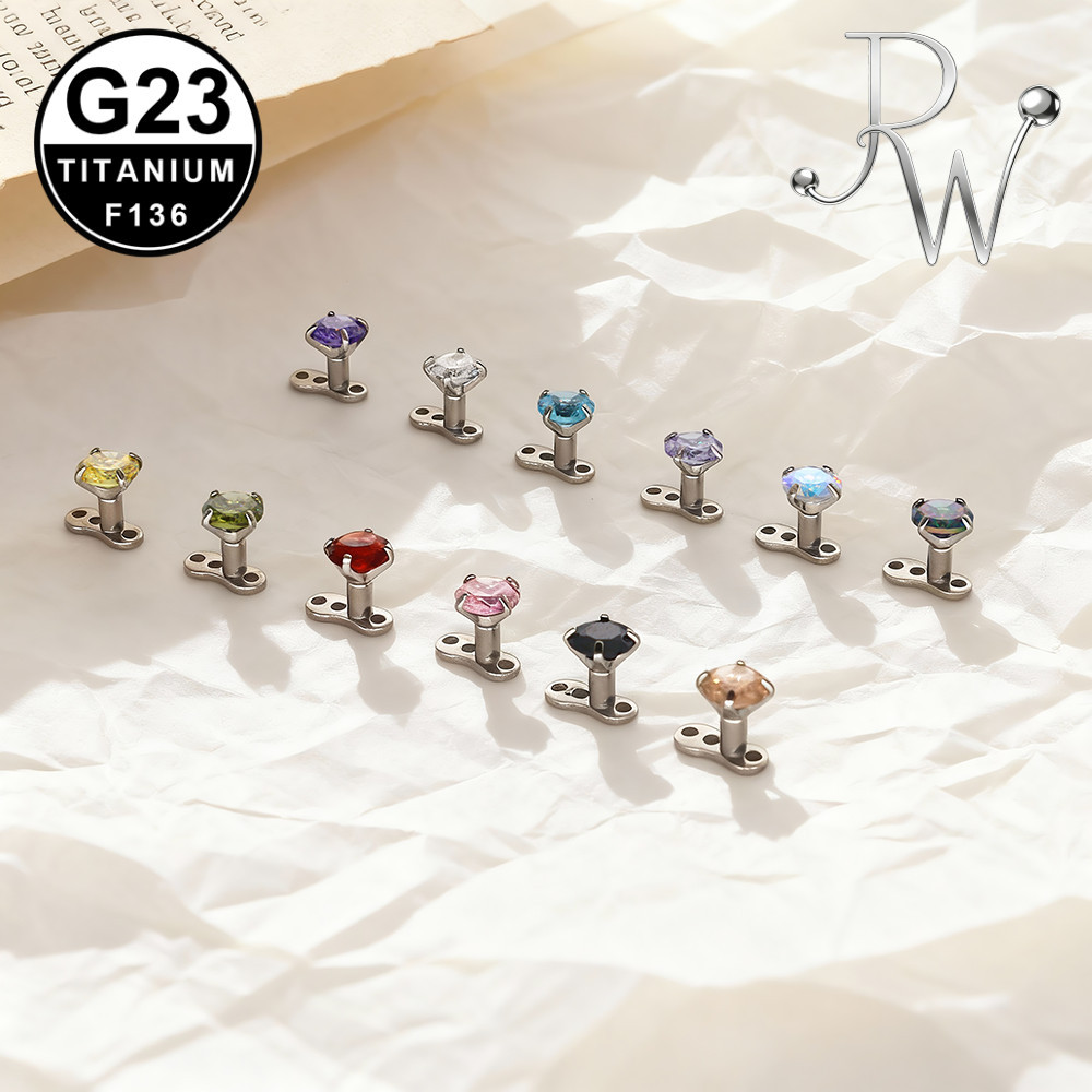 Anchor ไทเทเนียม G23 สำหรับเจาะผิวขนาด.micro dermal สไตล์โกธิก พร้อมคริสตัลดiversified พื้นผิวหลากสี