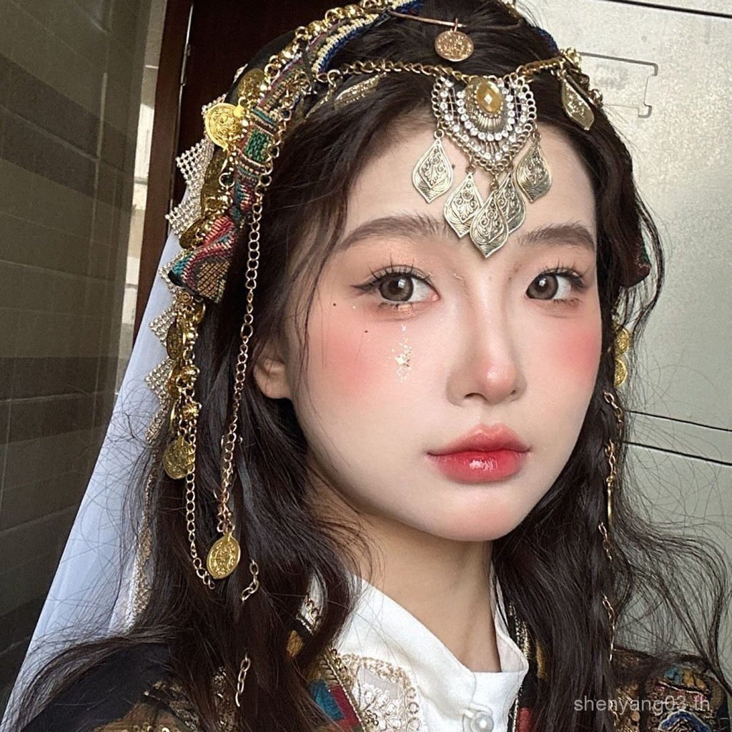 เครื่องประดับผมสไตล์ตะวันตก โซ่หน้าผากและพู่สร้อยคอแบบทันสมัย อุปกรณ์แต่งผมเก๋ไก๋ TNP7