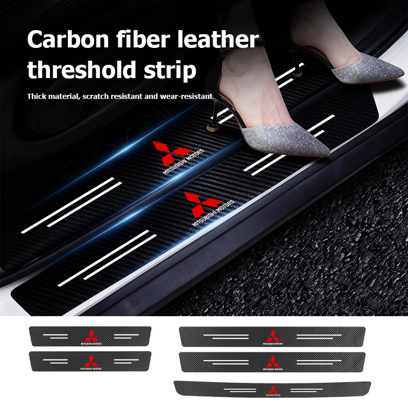 สําหรับ Mitsubishi คุณภาพสูงคาร์บอนไฟเบอร์รถประตู Sill Protector สติกเกอร์ ASX Lancer Outlander RVR 