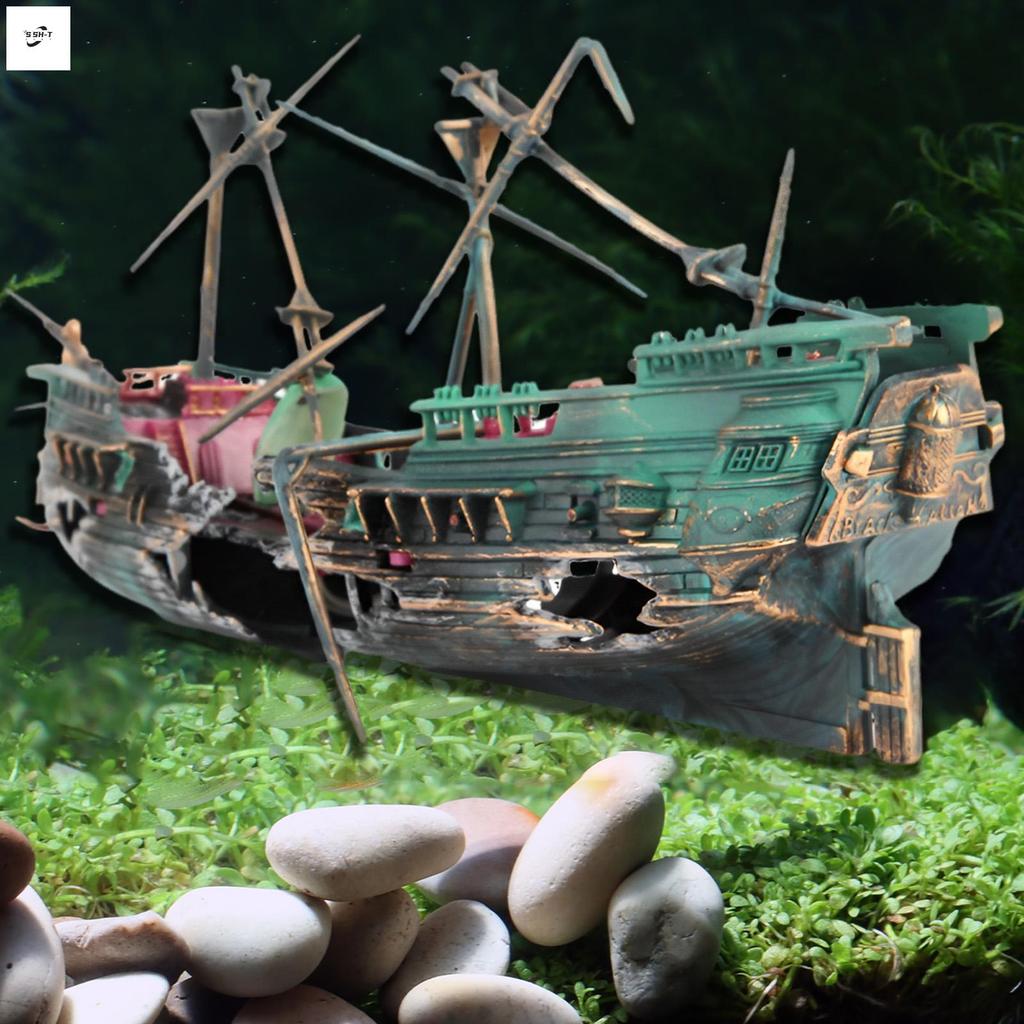 Resin Shipwreck Decor - เรือนิวเมติกสําหรับถังปลาพิพิธภัณฑ์สัตว์น้ํา