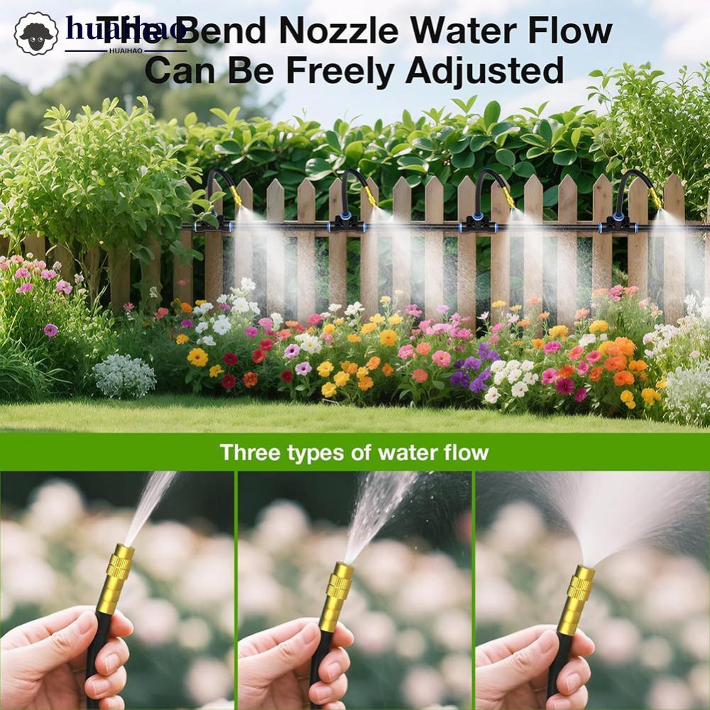 HUAIHAO 5/8 มม.หมอกหัวฉีดปรับ Quick Connect ชุดชลประทานสําหรับสวนรดน้ํา Patio Cooling ฝุ่น Suppressi