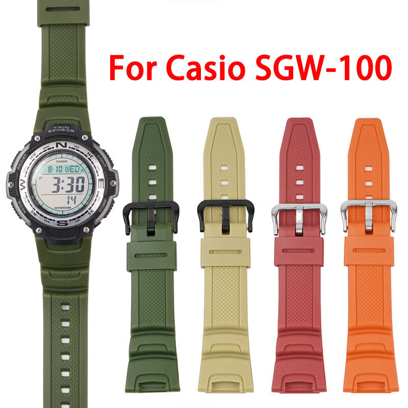 เรซิ่น Matte Watchband สําหรับ Ca-sio SGW-100 เปลี่ยนสายรัดข้อมืออินเทอร์เฟซพิเศษสายรัดสําหรับ SGW-1