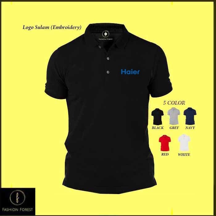 【เสื้อ polo 】 การออกแบบเดิมเสื้อโปโล Sulam Haier Home Kitchen Appliances Design Baju Office Uniform Cal Cotton Fashion