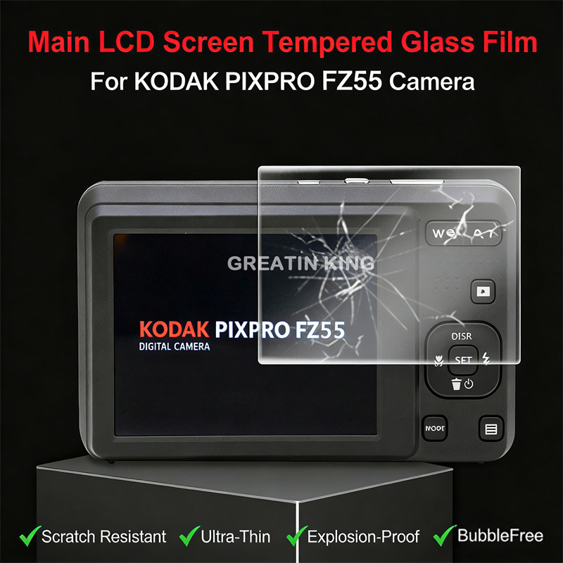 กล้องกระจกนิรภัยป้องกันหน้าจอสําหรับ KODAK PIXPRO FZ55 HD Clear ทนทานฟิล์มป้องกันรอยขีดข่วน