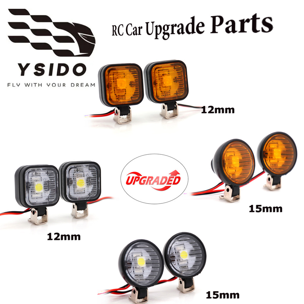 RC รถสแควร์/รอบ Bright ไฟ LED ไฟหน้า Spotlight สีขาวสีเหลืองพร้อมขายึดสําหรับรีโมทคอนโทรล RC รถอัพเกรดอุปกรณ์เสริม
