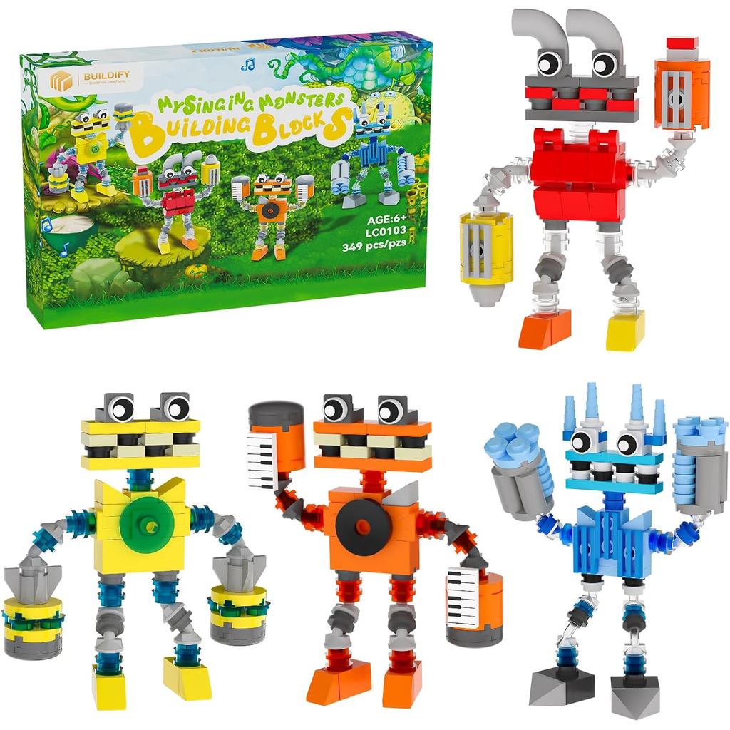 ชุดอาคาร Sing Music Monsters, 4 in 1 Wubbox/Epic Wubboox/Rare Wubbox/IceLizard Action Figure Toy, Mu