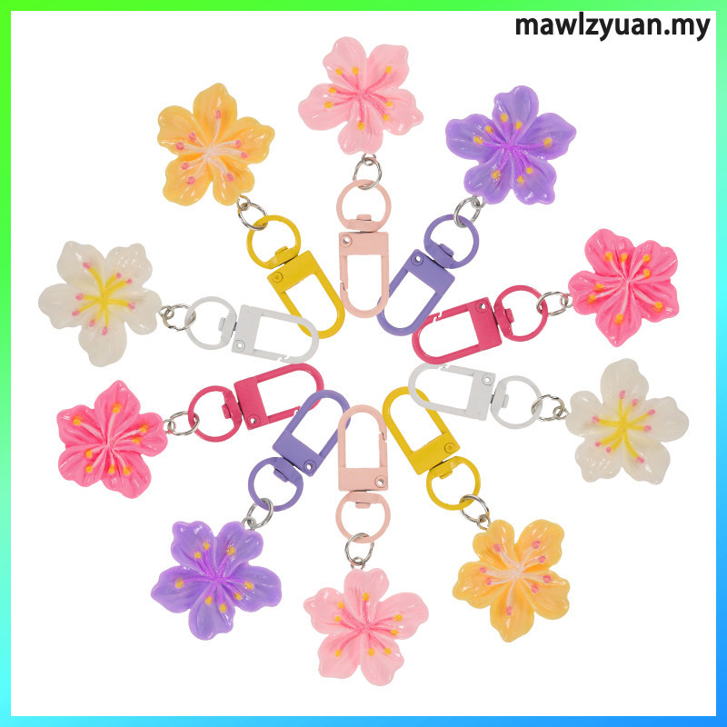 20 ชิ้นพวงกุญแจดอกไม้ตกแต่ง Cherry Blossom พวงกุญแจจํานวนมาก 6.60X3.00X0.70 ซม.mawlzyuan