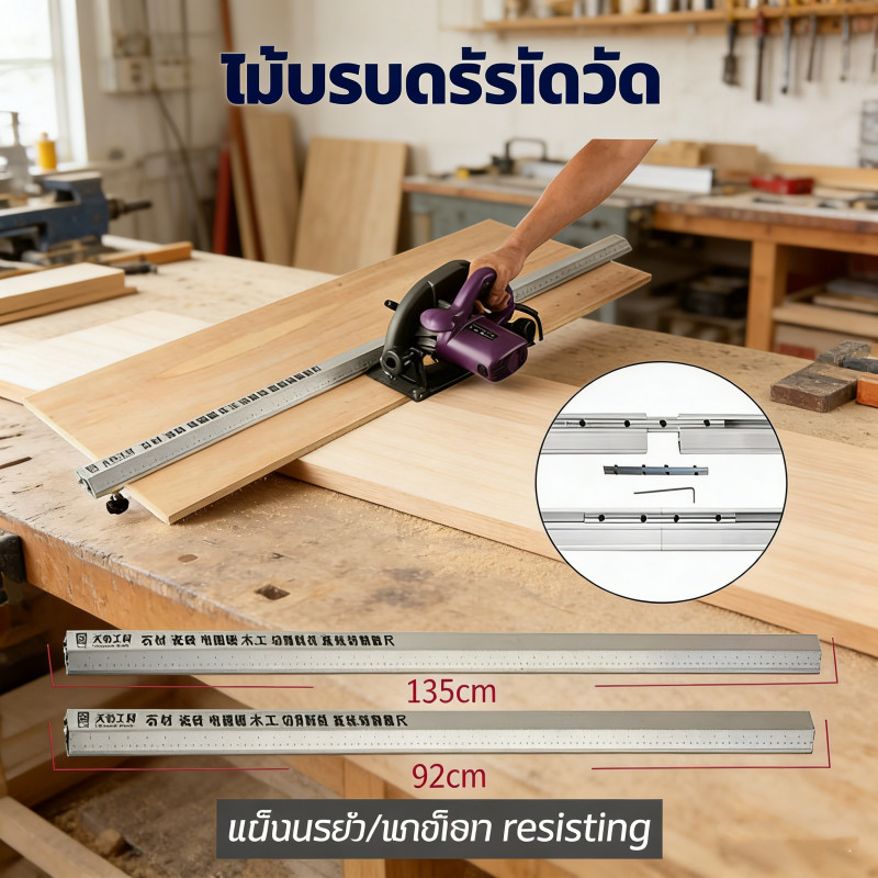 เลื่อยวงเดือนไฟฟ้า 92/135 ซม. พร้อมไม้บรรทัดฟุตไกด์ 3 in 1 ตัดลบมุม 45° เครื่องมืองานไม้