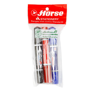 HORSE ปากกามาร์คเกอร์ รุ่น 2 หัว คละสี (แพ็ค 3 ด้าม)
