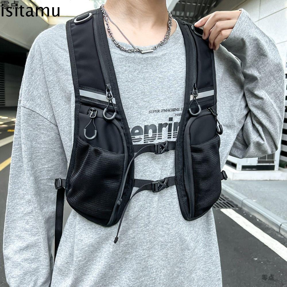 ISITAFT Running Hydration Vest Bag, Adjustable Multifunctionalสะท้อนแสง Running Vest Pack, Water Che