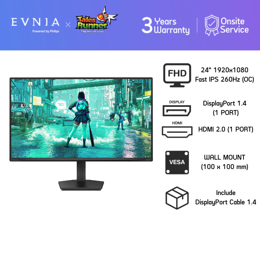 EVNIA 24M2N3200PF GAMING MONITOR (เกมมิ่งมอนิเตอร์) 24" Fast IPS FHD 260Hz (OC) 1ms GTG