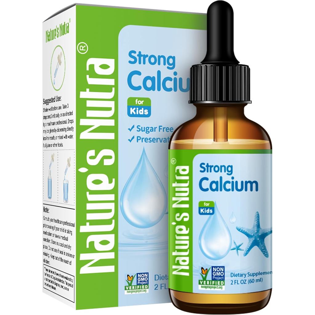 Nutra Strong Calcium, Plus MenaQ7 K2, แคลเซียมเหลวระดับพรีเมียมสําหรับทารก, ทารก และเด็ก, รส, ไม่ใช่