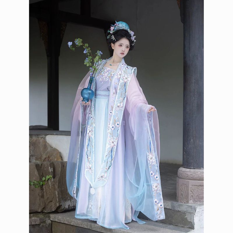 ชุด Hanfu แบบคลาสสิก [Shawn Yuyin] งานเย็บประณีต สไตล์ Tang Dynasty กางเกงเอวยาว.ONE PIECE