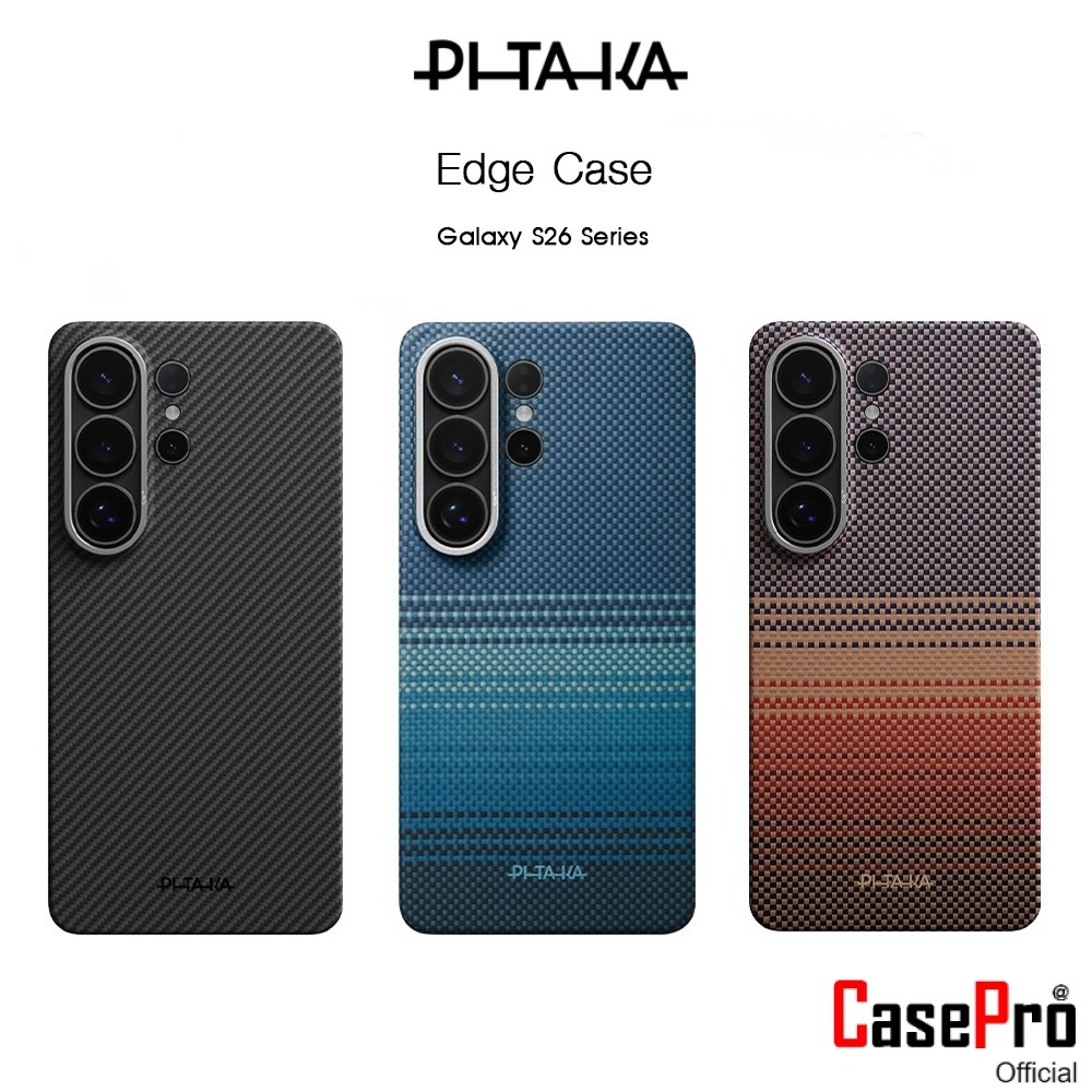 PITAKA Edge Case เคสกันกระแทกเคฟล่าแท้100%เกรดพรีเมี่ยม เคสสำหรับ Galaxy S26/S26Plus/S26 Ultra (New)