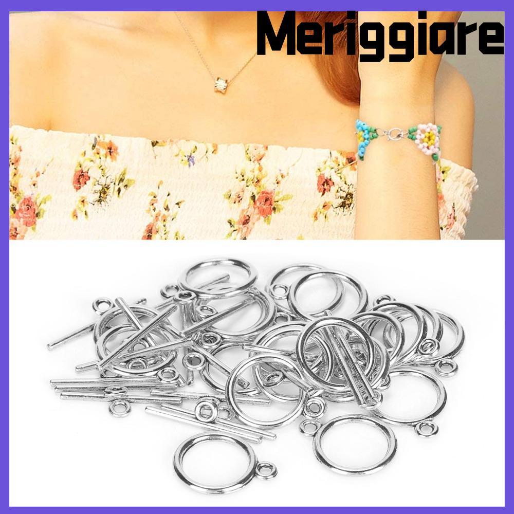 MERIGGIARE 100PCS Toggle Clasps, รอบอัลลอยด์ OT หัวเข็มขัด,เครื่องประดับอุปกรณ์เสริม 2 มม.สร้อยข้อมื