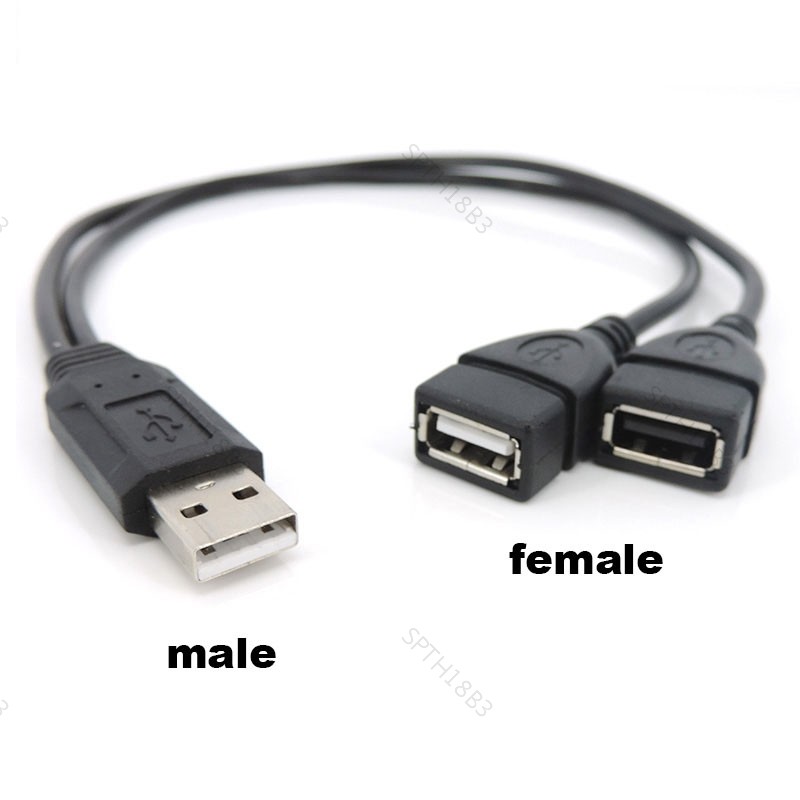 USB 2.0 USD ปลั๊กชาย 2 ทางหญิง Splitter ซ็อกเก็ต USB 2.0 สายไฟข้อมูลสายแหล่งจ่ายไฟเชื่อมต่อสาย TH18B