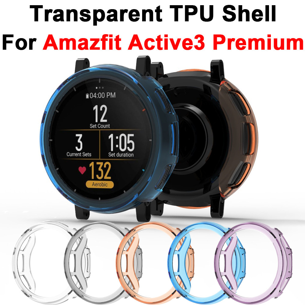 โปร่งใส TPU นาฬิกาสําหรับ Amazfit Active 3 พรีเมี่ยม Non Yellowing Hollow กันกระแทกด้านหน้า Soft Case
