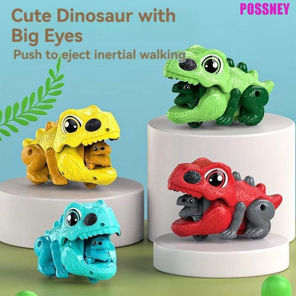 POSSNEY ของเล่นเปิดตัวไดโนเสาร์, Inertial Rolling Friction Inertia Inertia Dinosaur Car, Big Eyes จํ