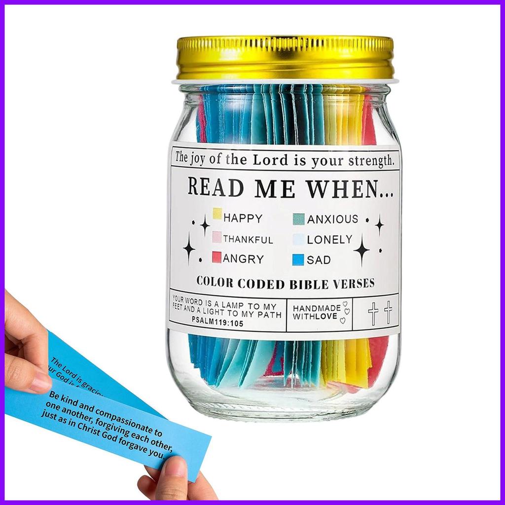 Bible Verse Jar การ์ดสคริปต์สร้างแรงบันดาลใจสนับสนุน Bible Study Verss สําหรับผู้ชายผู้หญิงผู้ปกครอง