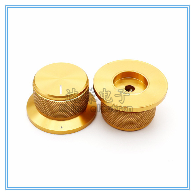 44 x 25 อลูมิเนียมทั้งหมด High-Gloss ลูกบิดหมวกรอบเพลา Potentiometer ลูกบิดหมวกอิเล็กทรอนิกส์เครื่องมือเครื่องใช้ไฟฟ้าแผง S