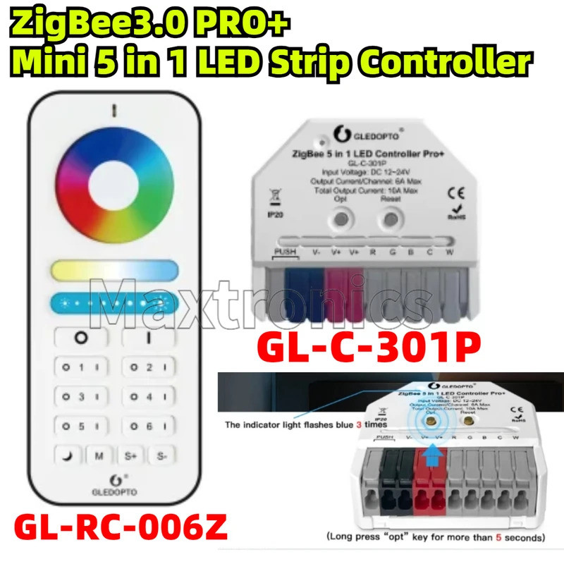 GL-C-301P/GL-RC-006Z ZigBee3.0 PRO + Mini 5 in 1 LED Strip Controller APP Voice Control สําหรับ Dimm