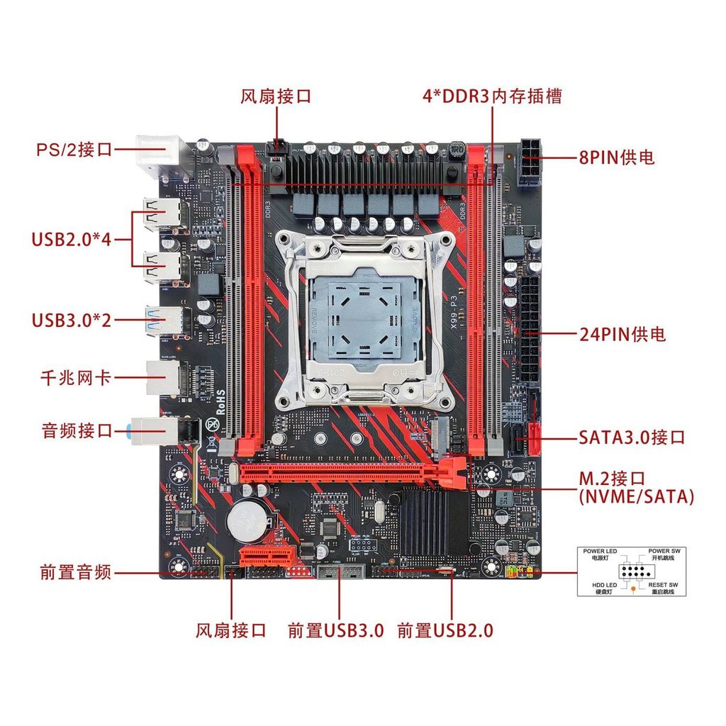 X99XD3D4 ชิปเดิม C612 เมนบอร์ดหลายเปิด DDR3R4 ถึง Strong E5 2666V3 Four-Way M.2666 V3
