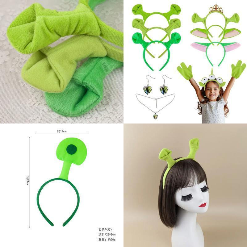 New Product#Halloween headband costume, Shrek headband, party prop, green monster headband12Y