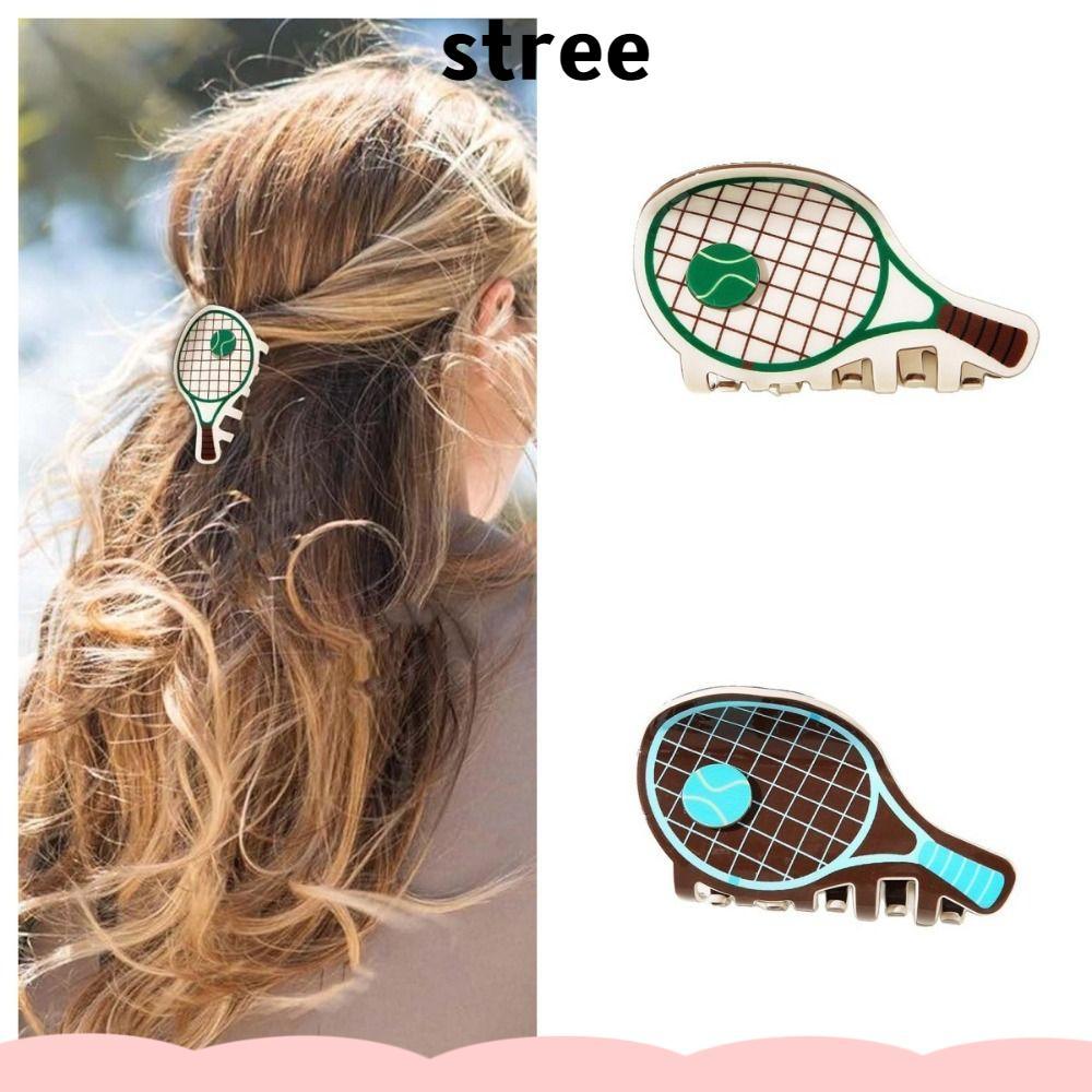 STREE เทนนิส Shark Hair คลิป, Creative Non Slip Hair Clamps, PVC กีฬาไม้เทนนิสรูปร่างอุปกรณ์เสริมผมสําหรับผู้หญิงหญิง