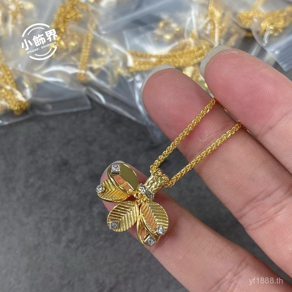 สร้อยคล้องคอมากกว่า สีทองแบบ V-shape กับพินใบข้าวสาลี วัสดุหรูหราและแฟชั่น PRV