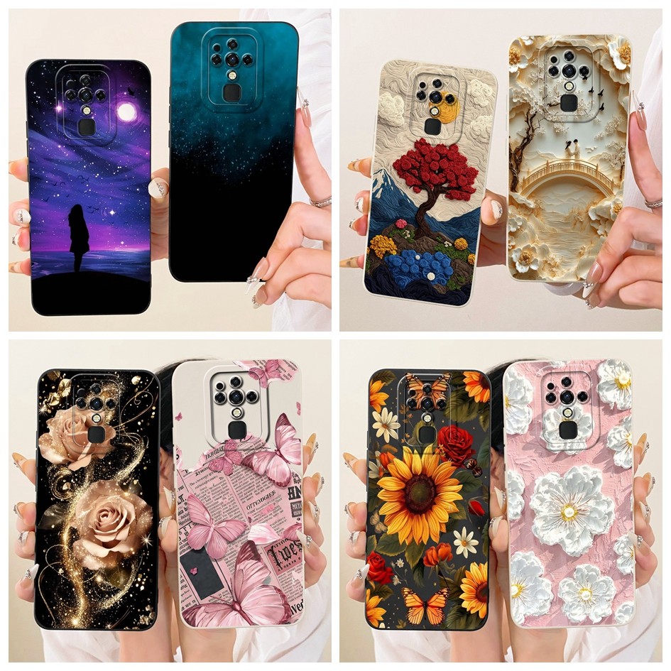 สําหรับ Tecno Camon 16 กรณี CE7 CE7j CE9h แฟชั่นดอกไม้ป้องกันกล้อง Soft TPU สําหรับ Tecno Camon 16 P