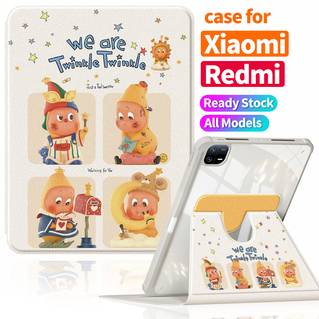 เหมาะสําหรับ Xiaomi Pad 7/8 Pro 11.2 "เคสป้องกัน 丨 การ์ตูนน่ารัก+TPU Soft Edge+อะคริลิคใส Hard Back 丨 ถุงลมนิรภัยกันกระแทก 丨 Redmi Pad SE 2025 Pad 6 Pro INS สไตล์ Soft Case 360°ก1502 มูนสตาร์