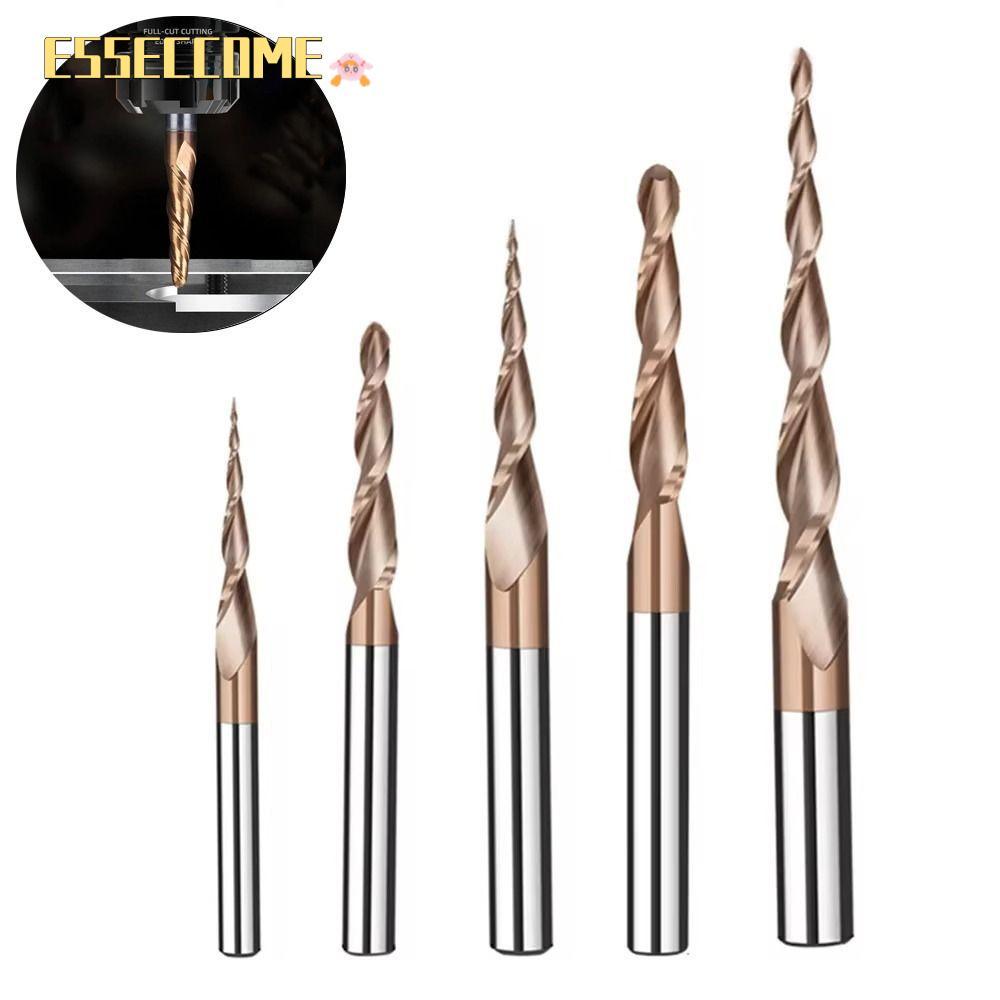 ESSECCOME CNC แกะสลักบิต, แข็งคาร์ไบด์เกลียวเรียวบอลปลายจมูก, ลูกเรียวจมูกโลหะมิลลิ่ง