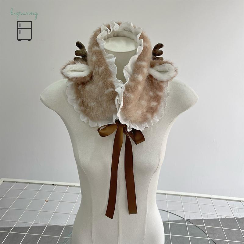 [BRN] Faux Antlers Hairband ญี่ปุ่น Lolita คริสต์มาส Elk Deer ผ้าพันคอฤดูหนาว Furry Thicken Earmuffs