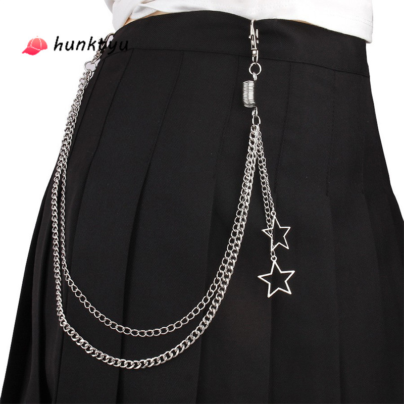 COD-อเนกประสงค์ ลายดาว โซ่ห้อย ทันสมัย สไตล์ฮิปฮอป ใช้ได้ทั้งชายและหญิง กางเกงยีนส์ อินเทรนด์ เครื่องประดับ โซ่คาดเอว