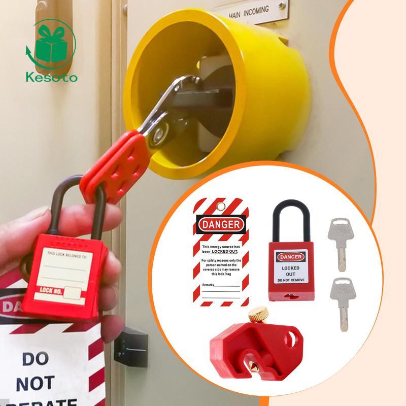 [Ehoyoxa] Circuit Breaker Lockout Tagout Kit Professional สําหรับการบํารุงรักษาสีแดงพร้อมแท็ก
