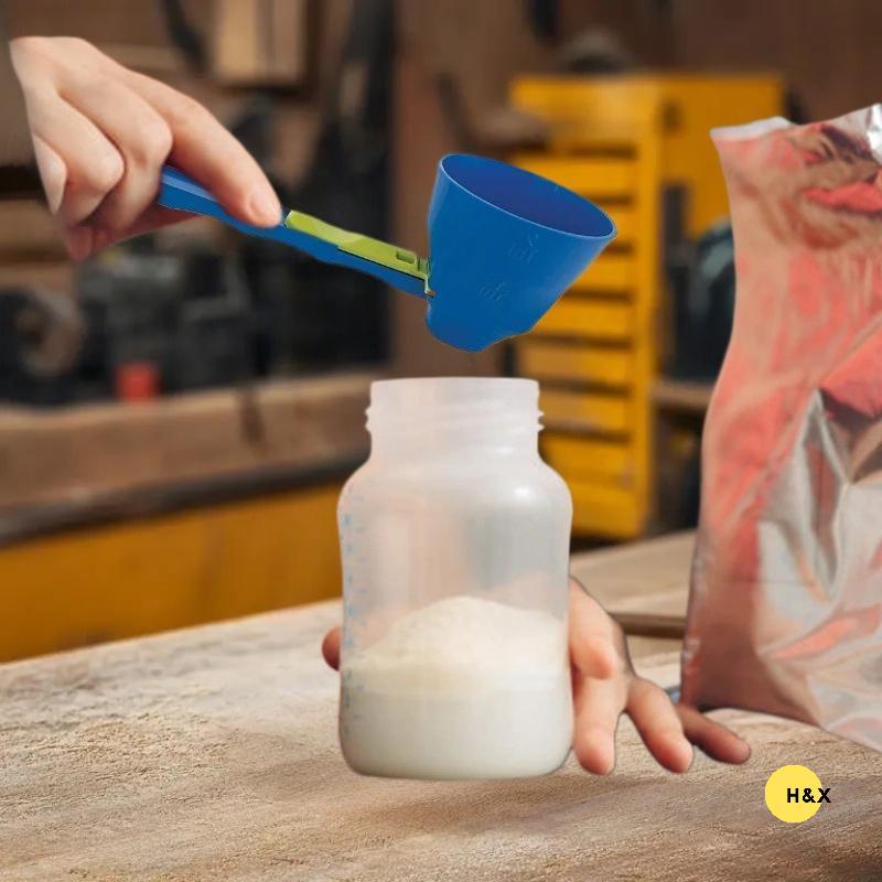 H&X 2 ชิ้น Falling Coffee Scoop ช่องทางพลาสติกนํากลับมาใช้ใหม่เลื่อน Scoop ช่องทาง 2 ใน 1 การออกแบบเ