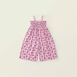 Hania kids พร้อมส่ง - จั๊มสูทเด็กผู้หญิงสายเดี่ยว ลายดอกชมพูหวาน - K5125739