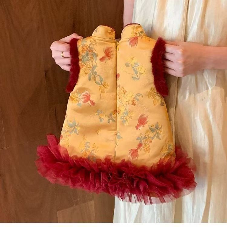 ชุดHanfu Cheongsam สไตล์จีน สาวฤดูหนาว เสื้อกั๊กแบบผ้านวม และชุดแต่งกายแบบโบราณจีน - รูปที่ 3