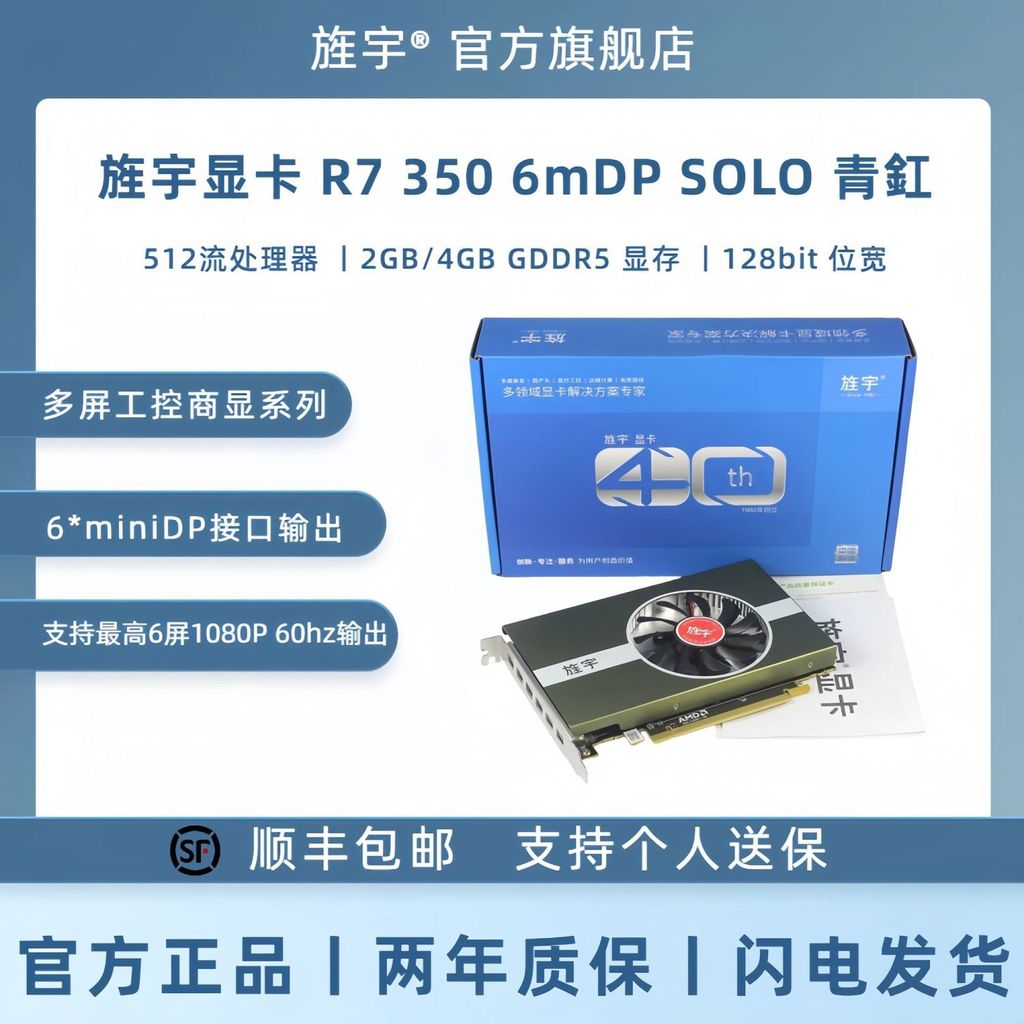 【R7 350】การ์ดจอ 6 DP มัลติสกรีนแปลง HDMI/VGA/DVI พร้อมใช้งานใหม่