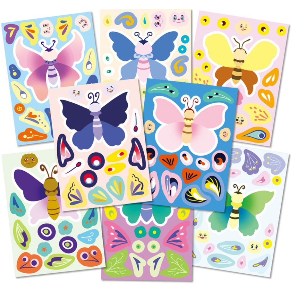 8PCS Original Butterfly ปริศนาการ์ตูนน่ารัก Make A Face ของเล่นปริศนา DIY เต็นท์สติกเกอร์