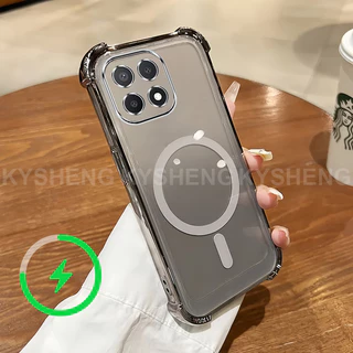 เหมาะสําหรับ HONOR X5B X5C X5 PLUS X6C X7C X6A X6B X8B X8C เคสโทรศัพท์ TPU ชาร์จแม่เหล็กสี่มุม anti drop โปร่งใส soft shell WBQ 000