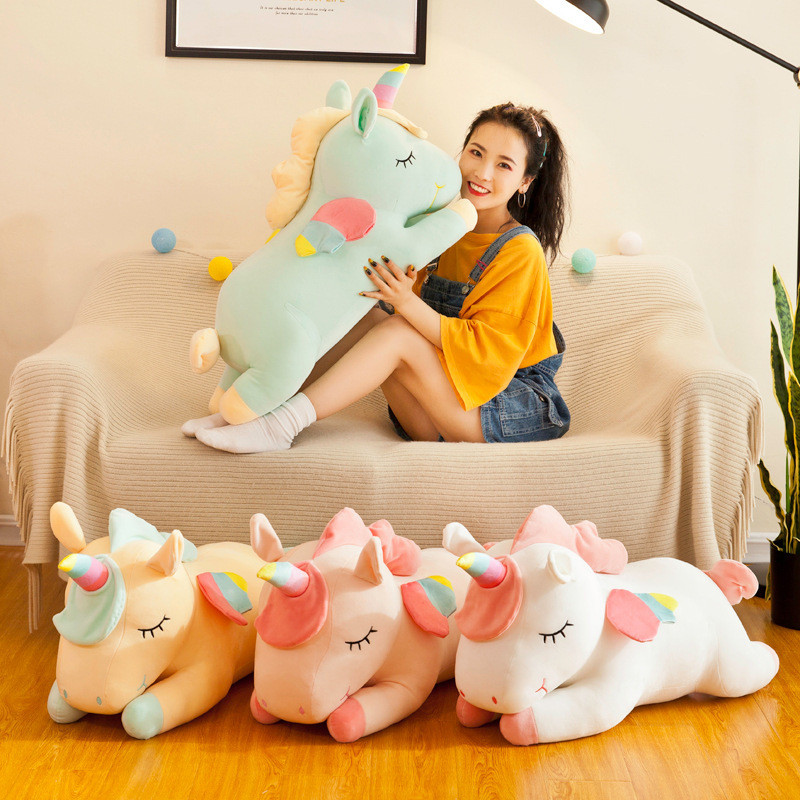 ซูเปอร์น่ารักยูนิคอร์นของเล่นตุ๊กตาหมอนนุ่มเบาะของขวัญปีใหม่ของขวัญสําหรับแฟนของขวัญตกแต่งห้องลักษณะสไตล์สี่สีที่มีอยู่