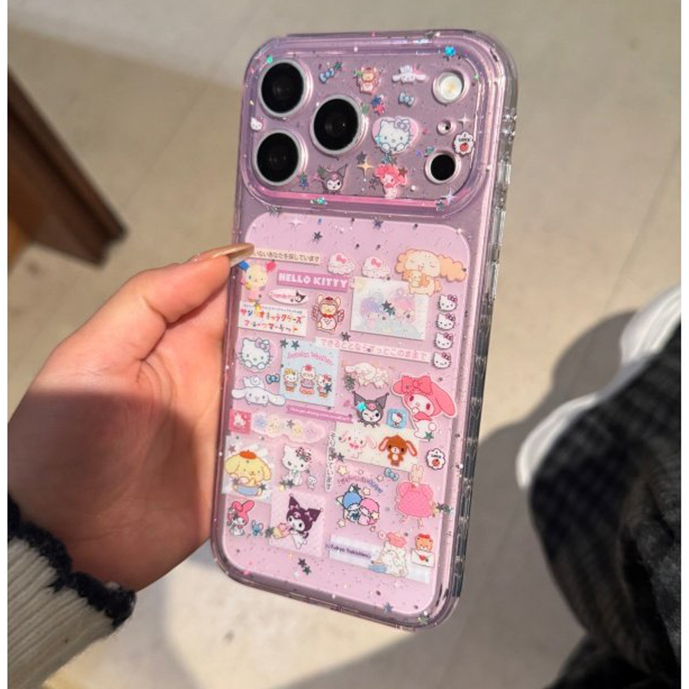 SANRIO สําหรับIPhone 17 16 15 14 13 Pro Max Dreamy GirlyประกายSanrio Hello Kittyสร้อยข้อมือIphone 14 Pro Max ThickenกันกระแทกกรณีFull Bodyกล้องสําหรับIphone 17 Pro Max