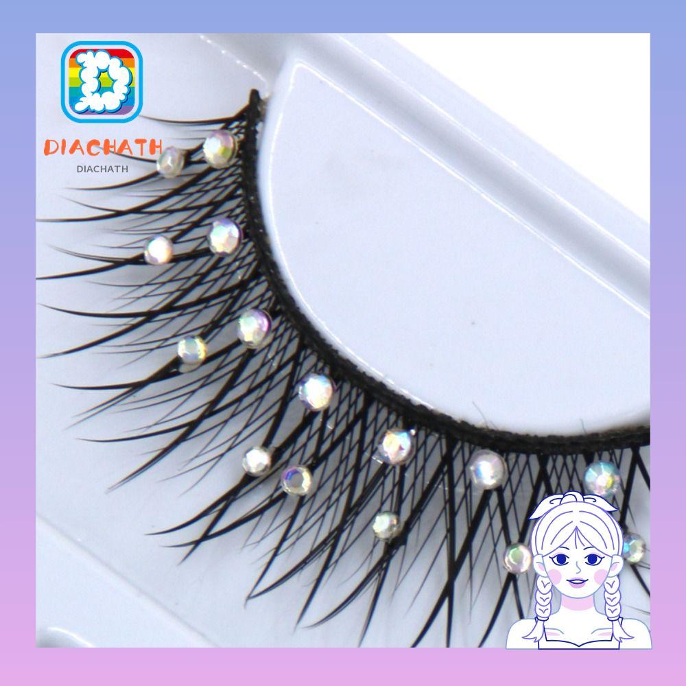 DICHATH 2 คู่ Diamond Manga Lashes fibre Glitter Fuffy Lashes เงา Spky หนา Long Eye Lashes