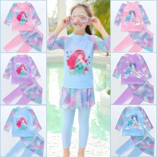 BABY BEACH ชุุดว่ายน้ำเด็กผู้หญิง ชุดว่ายน้ำเด็กกัน uv ชุุดว่ายน้ำเด็กกระโปรง 🐼🐸 มีไซส์ L-3XL แขนยาว ส่งไว Y748