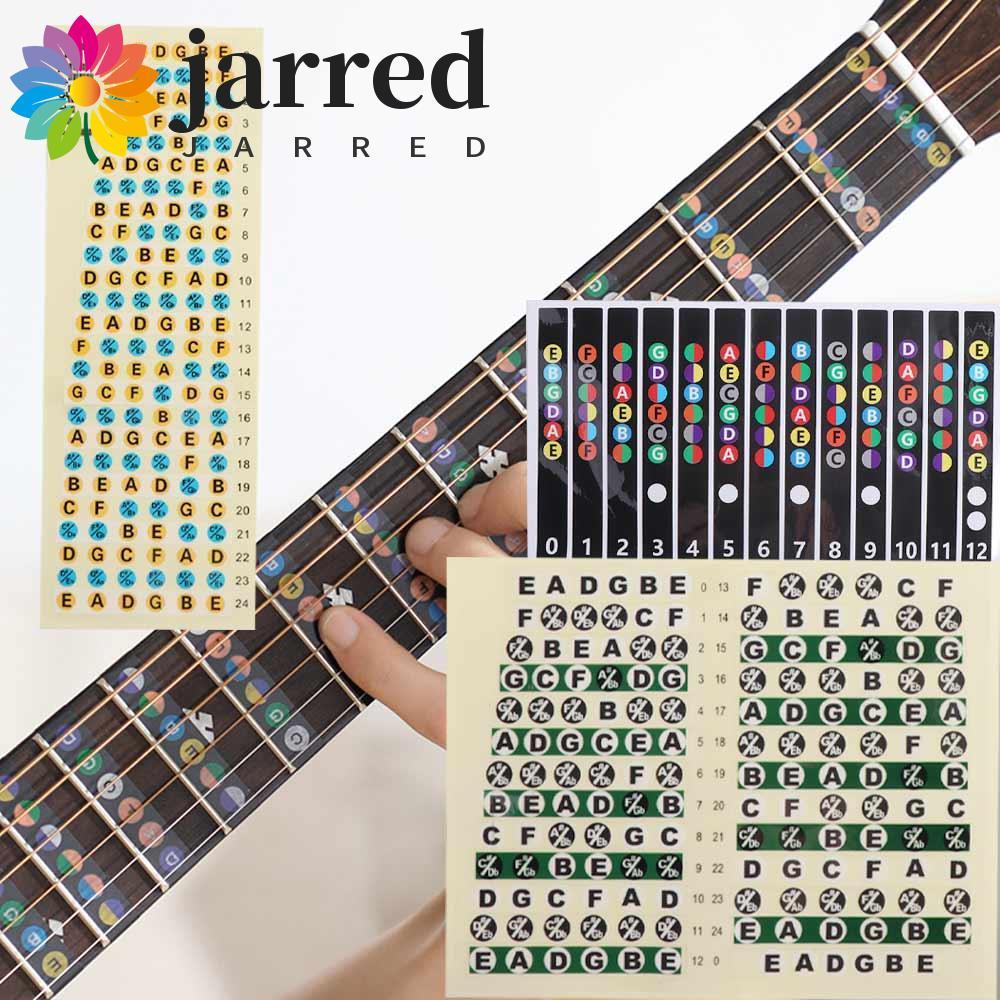 JARRED กีตาร์ Scales สติกเกอร์การเรียนรู้แบบพกพา Frets หมายเหตุ Decal ดนตรี Scale กีตาร์ไฟฟ้าเริ่มต้น Fretboard สติกเกอร์