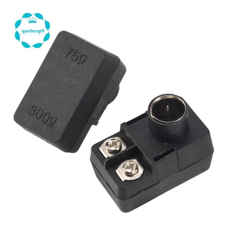 [Fast Q9] 2 x Push-On Antenna Matching Transformer 300/75 Ohm TV F Coax Adapter